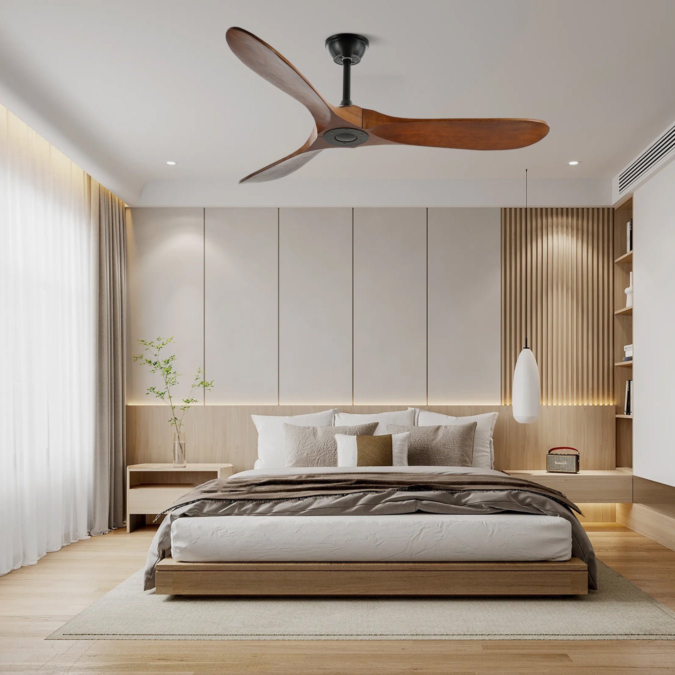 Lorenna Wooden Ceiling Fan with Remote Control