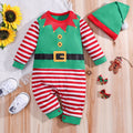 Holiday Baby Elf Romper | Striped Festive Costume with Hat VexonGear