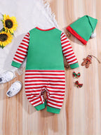 Holiday Baby Elf Romper | Striped Festive Costume with Hat VexonGear