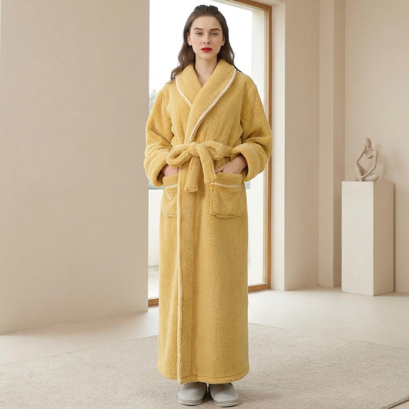 Bathrobe Coral Fleece Flannel Unisex Shawl Collar VexonGear
