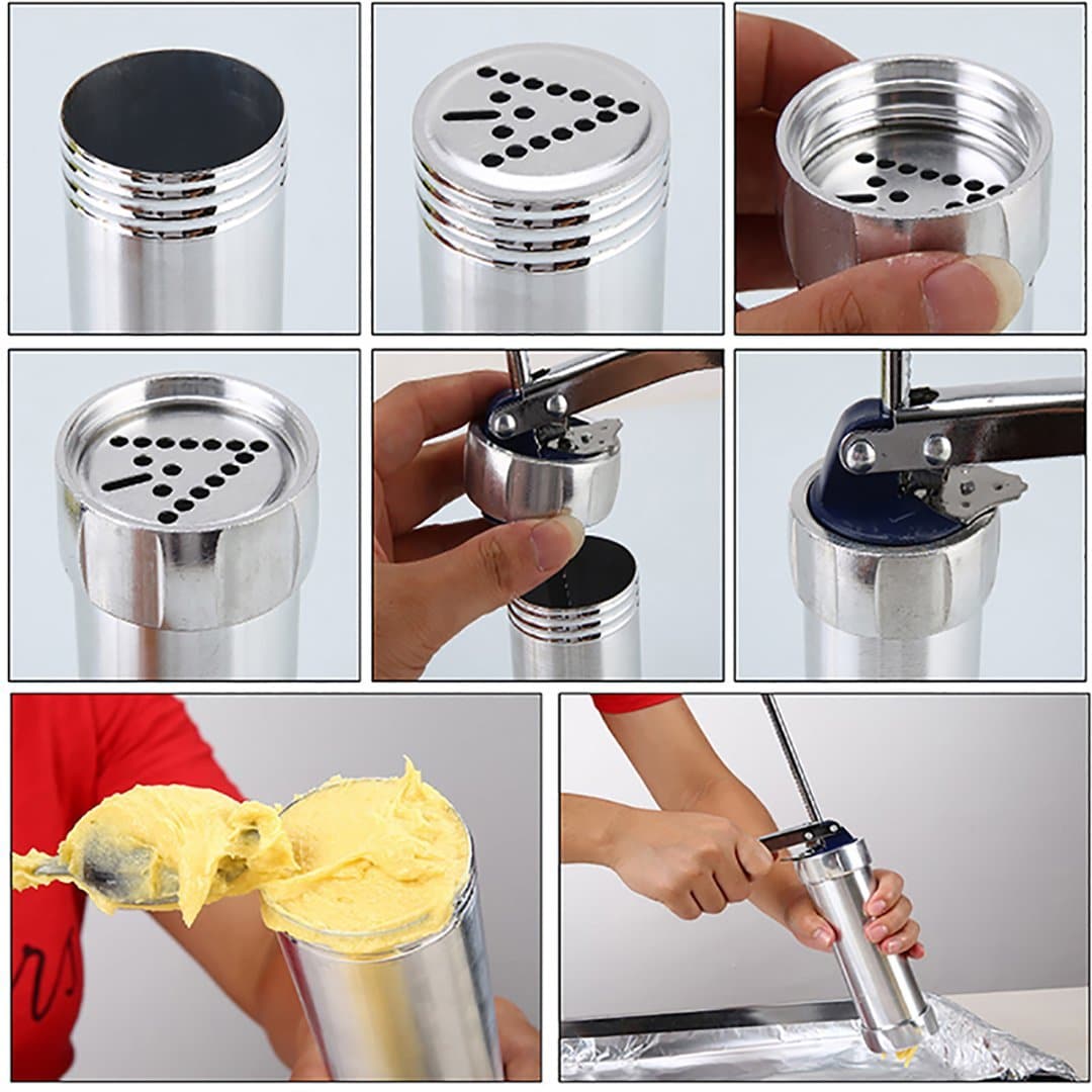 Stainless Steel Cookie Press | 20 Interchangeable Disc Set VexonGear