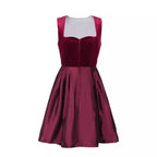 Traditional Dirndl Dress | Burgundy Velvet with Lace Detail VexonGear