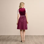 Traditional Dirndl Dress | Burgundy Velvet with Lace Detail VexonGear