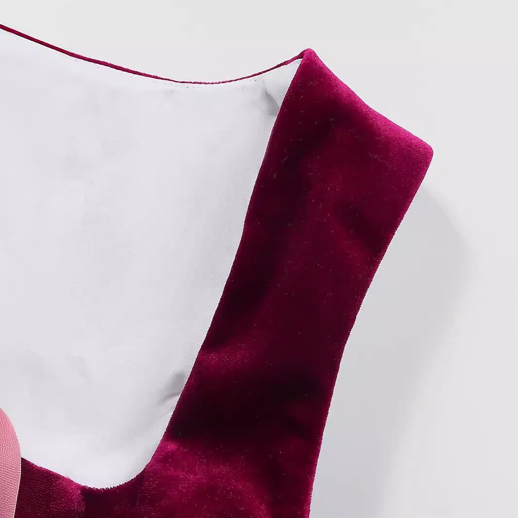 Traditional Dirndl Dress | Burgundy Velvet with Lace Detail VexonGear