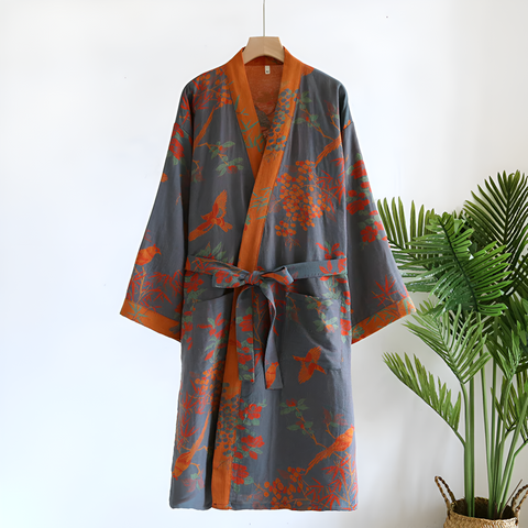 Breathable Cotton Waffle Bathrobe – Lightweight Retro-Inspired Mens Robe with Adjustable Waist and Pockets VexonGear