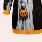 Halloween Hoodie Dress | Ghost & Pumpkin Print Design VexonGear