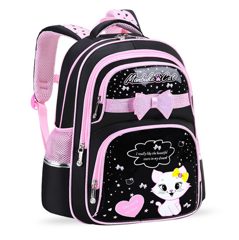Kids Cat School Backpack | Pink Star Pattern With Pencil Case VexonGear
