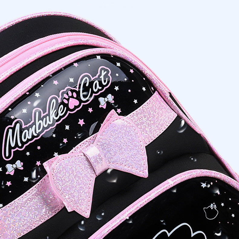 Kids Cat School Backpack | Pink Star Pattern With Pencil Case VexonGear