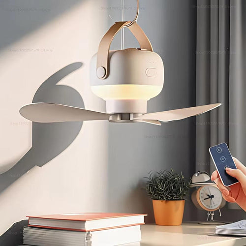 Ceiling Fan with Light Wireless Rechargeable 7200mAh Battery 4 Speed ABS PP