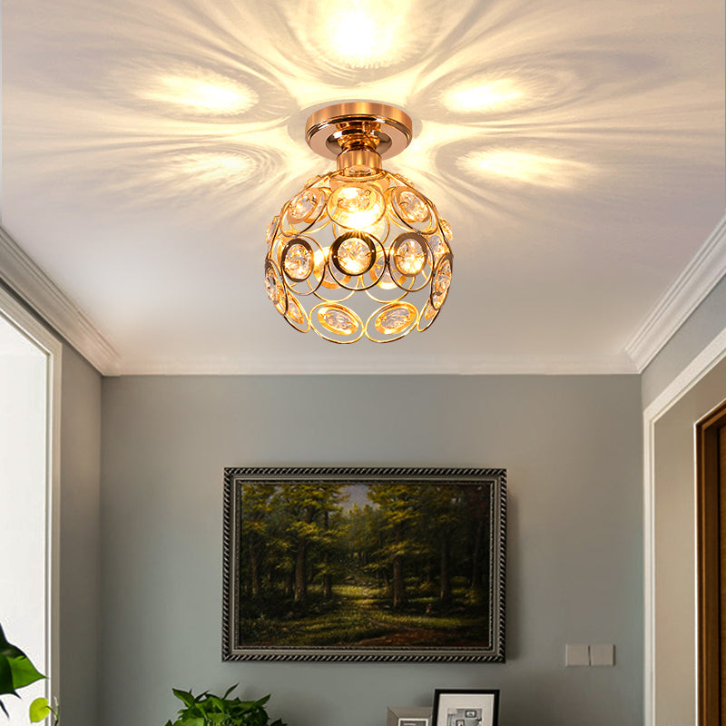 Ceiling Light Flush Mount Crystal Metal Frame LED Compatible Indoor Lighting VexonGear