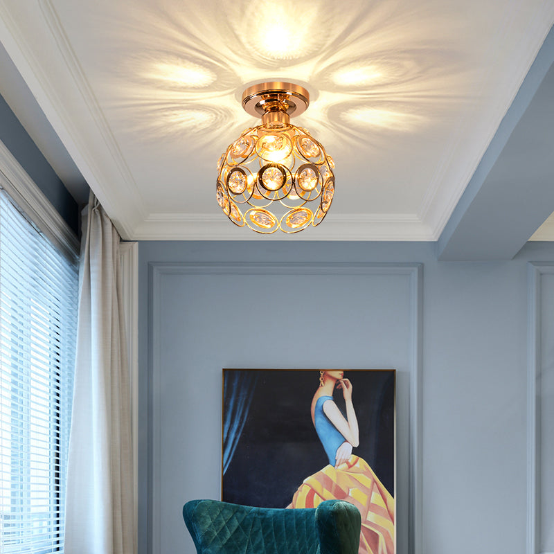 Ceiling Light Flush Mount Crystal Metal Frame LED Compatible Indoor Lighting VexonGear