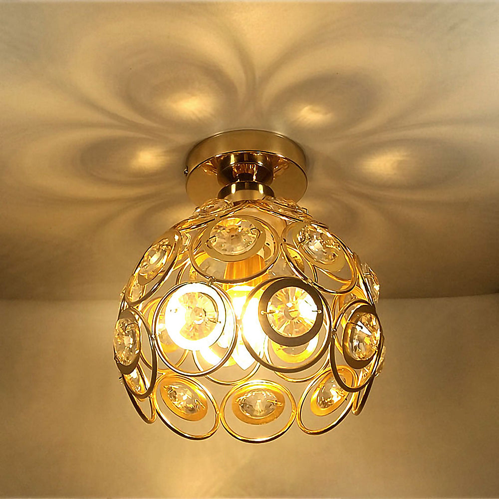 Ceiling Light Flush Mount Crystal Metal Frame LED Compatible Indoor Lighting VexonGear
