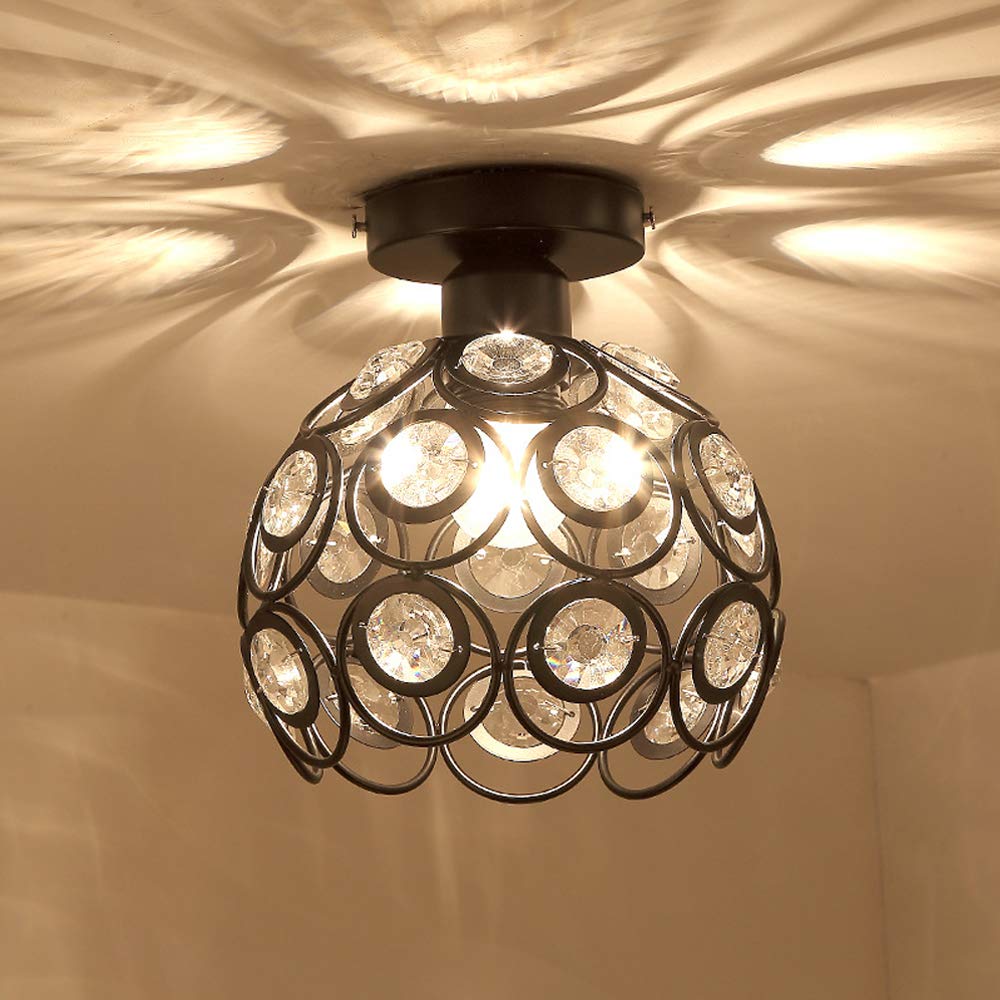 Ceiling Light Flush Mount Crystal Metal Frame LED Compatible Indoor Lighting VexonGear