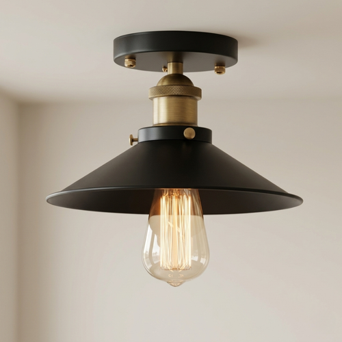Ceiling Light Flush Mount Metal Shade LED Compatible Industrial Style VexonGear