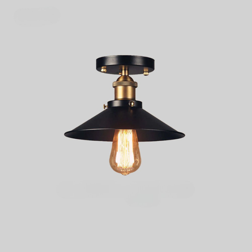 Ceiling Light Flush Mount Metal Shade LED Compatible Industrial Style VexonGear