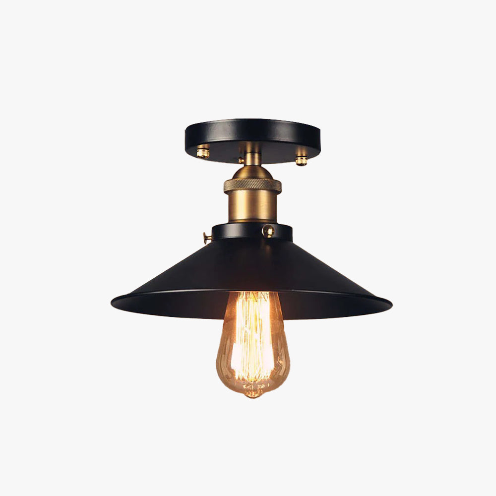Ceiling Light Flush Mount Metal Shade LED Compatible Industrial Style VexonGear