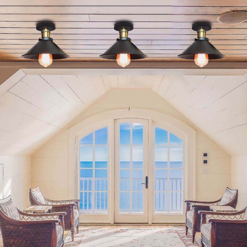 Ceiling Light Flush Mount Metal Shade LED Compatible Industrial Style VexonGear