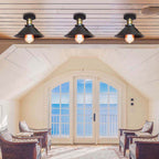 Ceiling Light Flush Mount Metal Shade LED Compatible Industrial Style VexonGear
