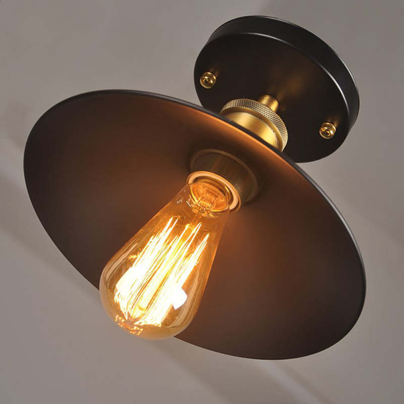 Ceiling Light Flush Mount Metal Shade LED Compatible Industrial Style VexonGear