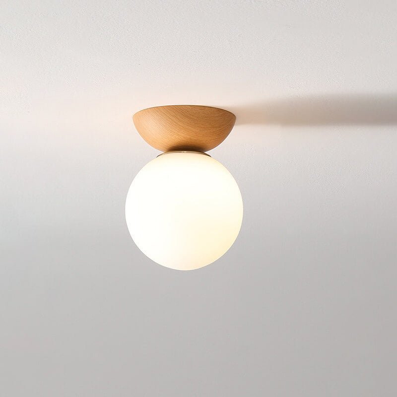 Ceiling Light Opal Glass Globe Shade Iron Flush Mount 16 x 27 cm VexonGear