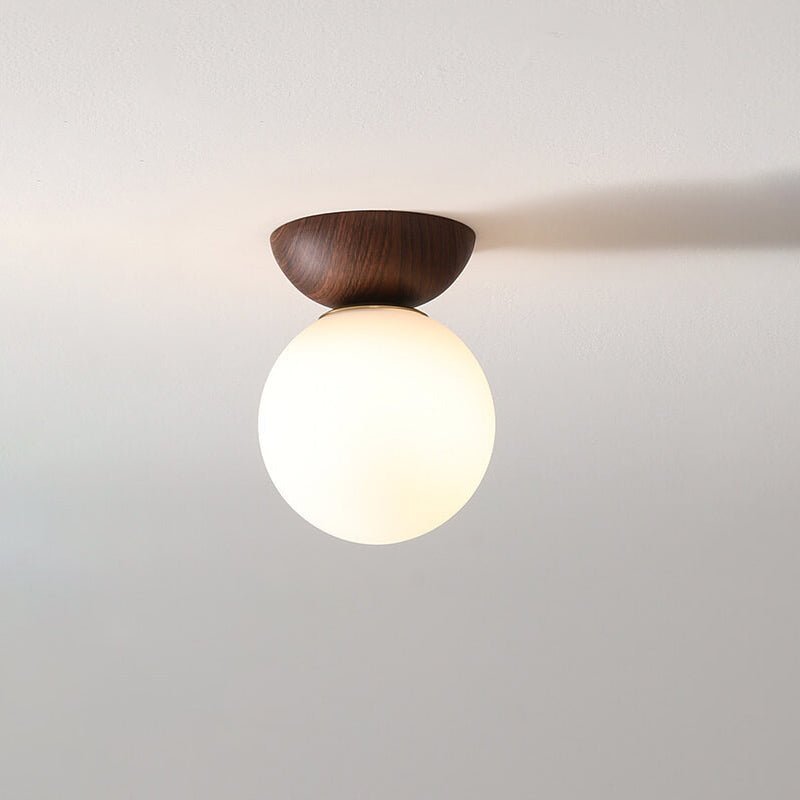 Ceiling Light Opal Glass Globe Shade Iron Flush Mount 16 x 27 cm VexonGear