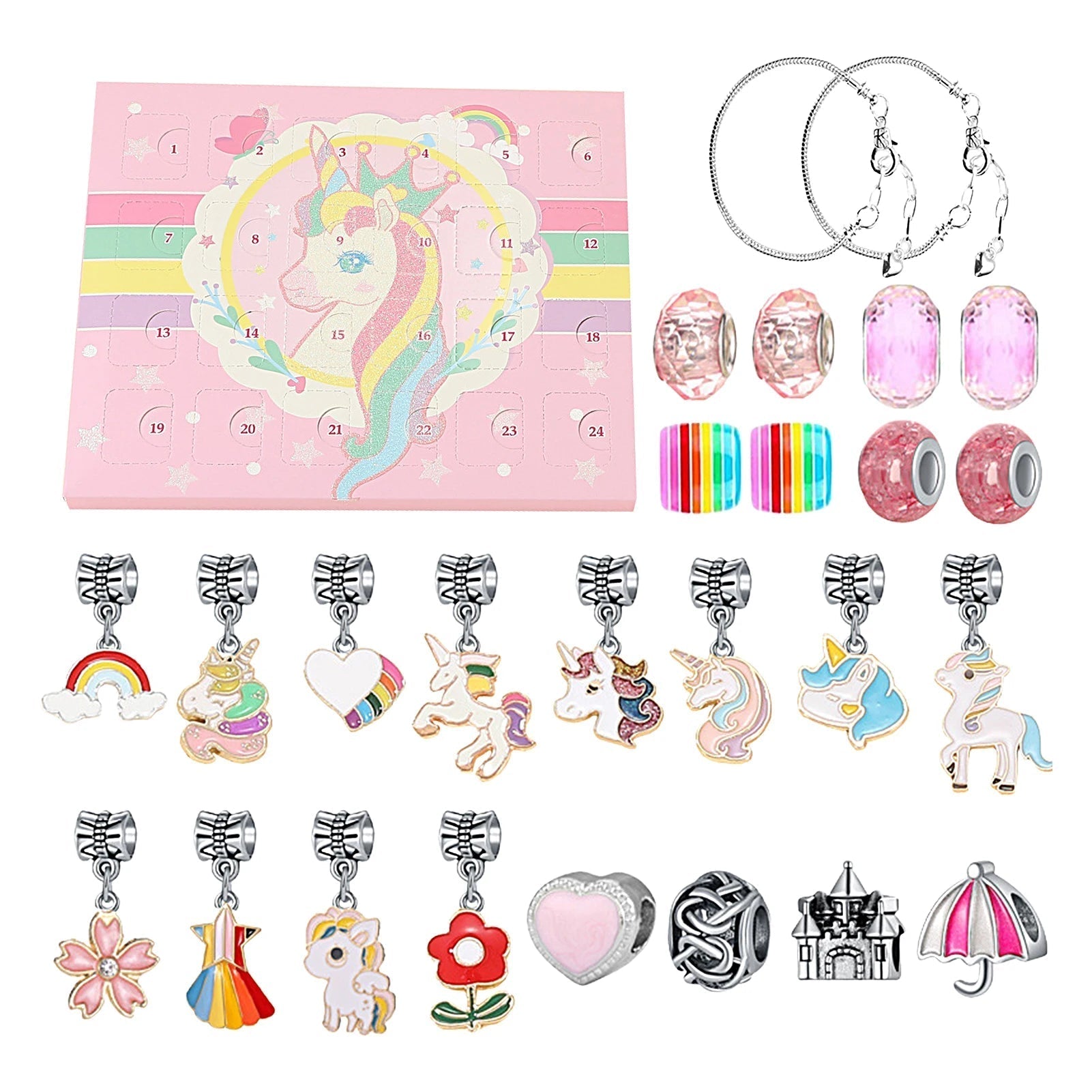 Christmas Jewelry Advent Calendar | 22 Charm Bracelet Making Set VexonGear
