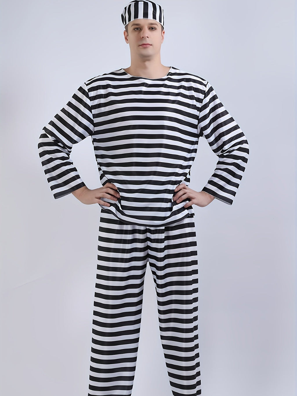 Classic Striped Costume Set | Black and White Long Sleeve Uniform VexonGear