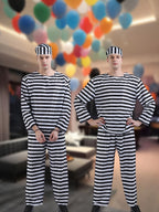 Classic Striped Costume Set | Black and White Long Sleeve Uniform VexonGear