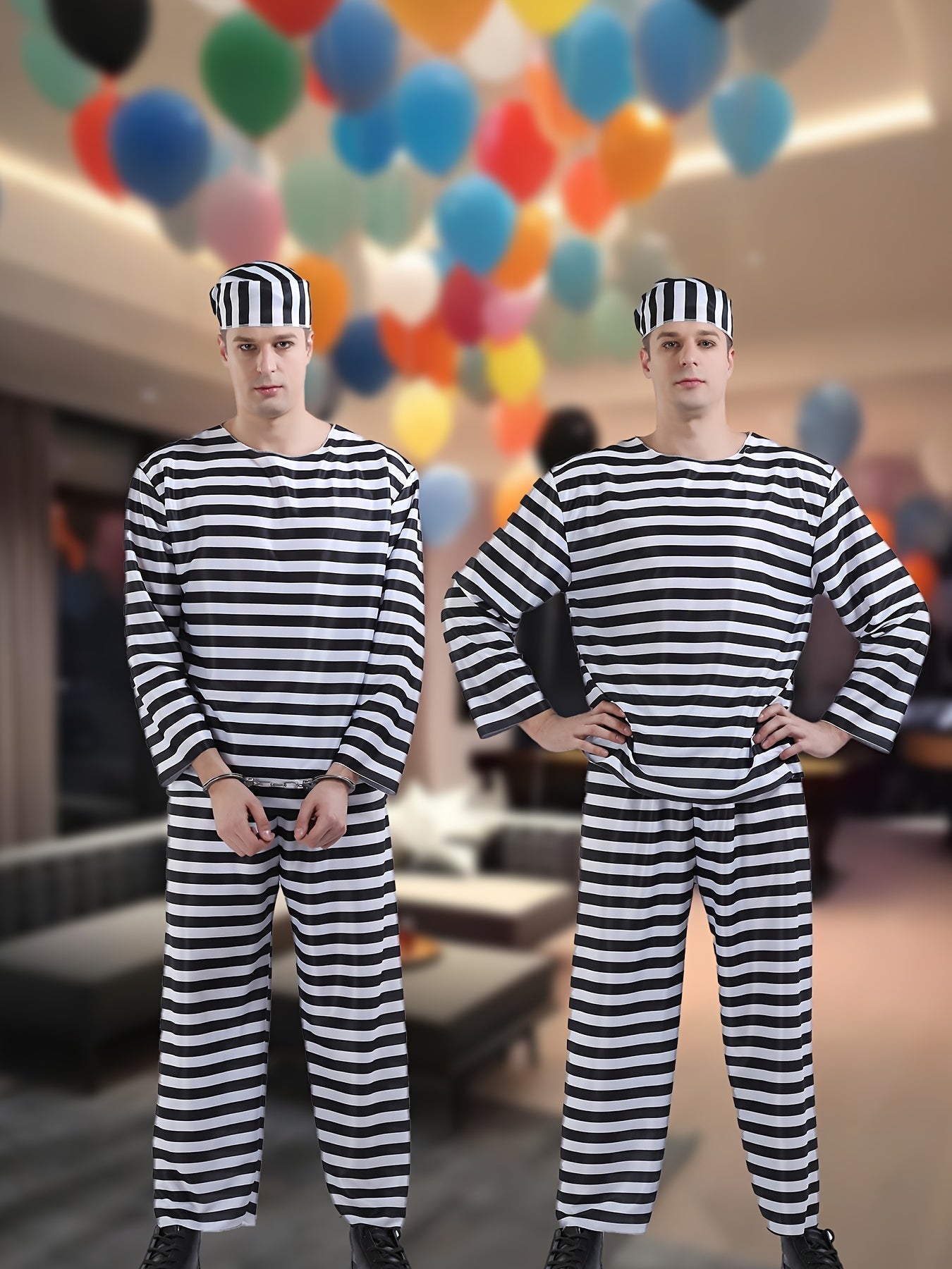 Classic Striped Costume Set | Black and White Long Sleeve Uniform VexonGear