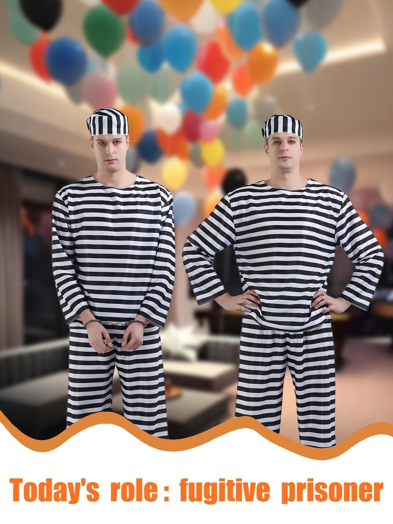 Classic Striped Costume Set | Black and White Long Sleeve Uniform VexonGear