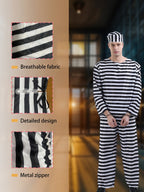 Classic Striped Costume Set | Black and White Long Sleeve Uniform VexonGear