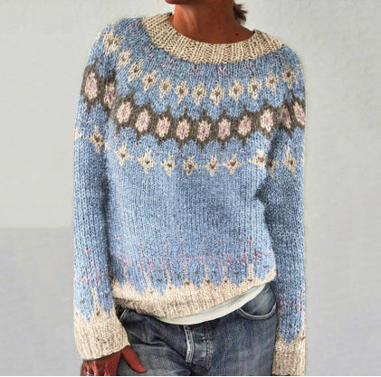 Nordic Wool Sweater | Fair Isle Pattern In Sky Blue VexonGear