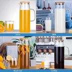 Glass Water Pitcher | Bamboo Lid Heat Resistant Jug VexonGear