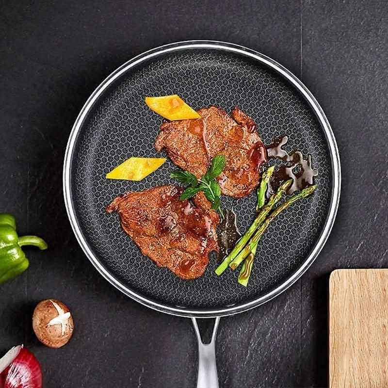 Stainless Steel Frying Pan | Non-Stick Coating with Honeycomb Texture VexonGear