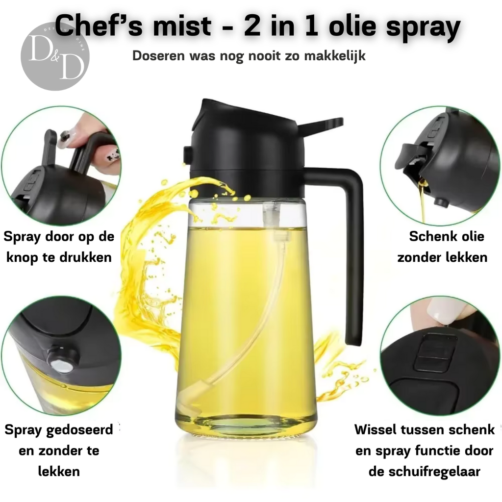 Oil Spray Bottle | 2-in-1 Glass Kitchen Dispenser VexonGear