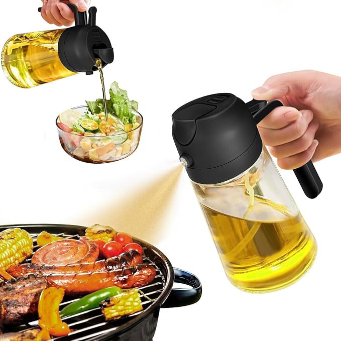 Oil Spray Bottle | 2-in-1 Glass Kitchen Dispenser VexonGear