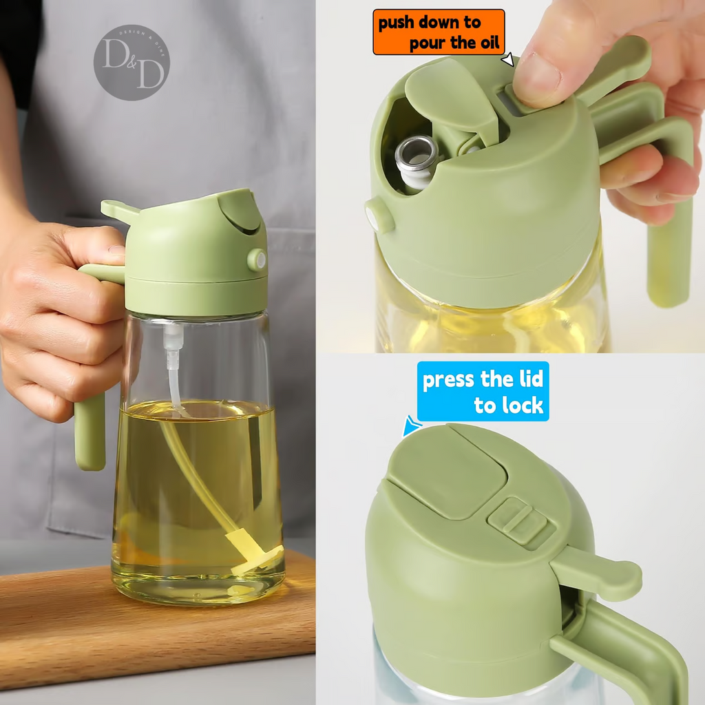 Oil Spray Bottle | 2-in-1 Glass Kitchen Dispenser VexonGear
