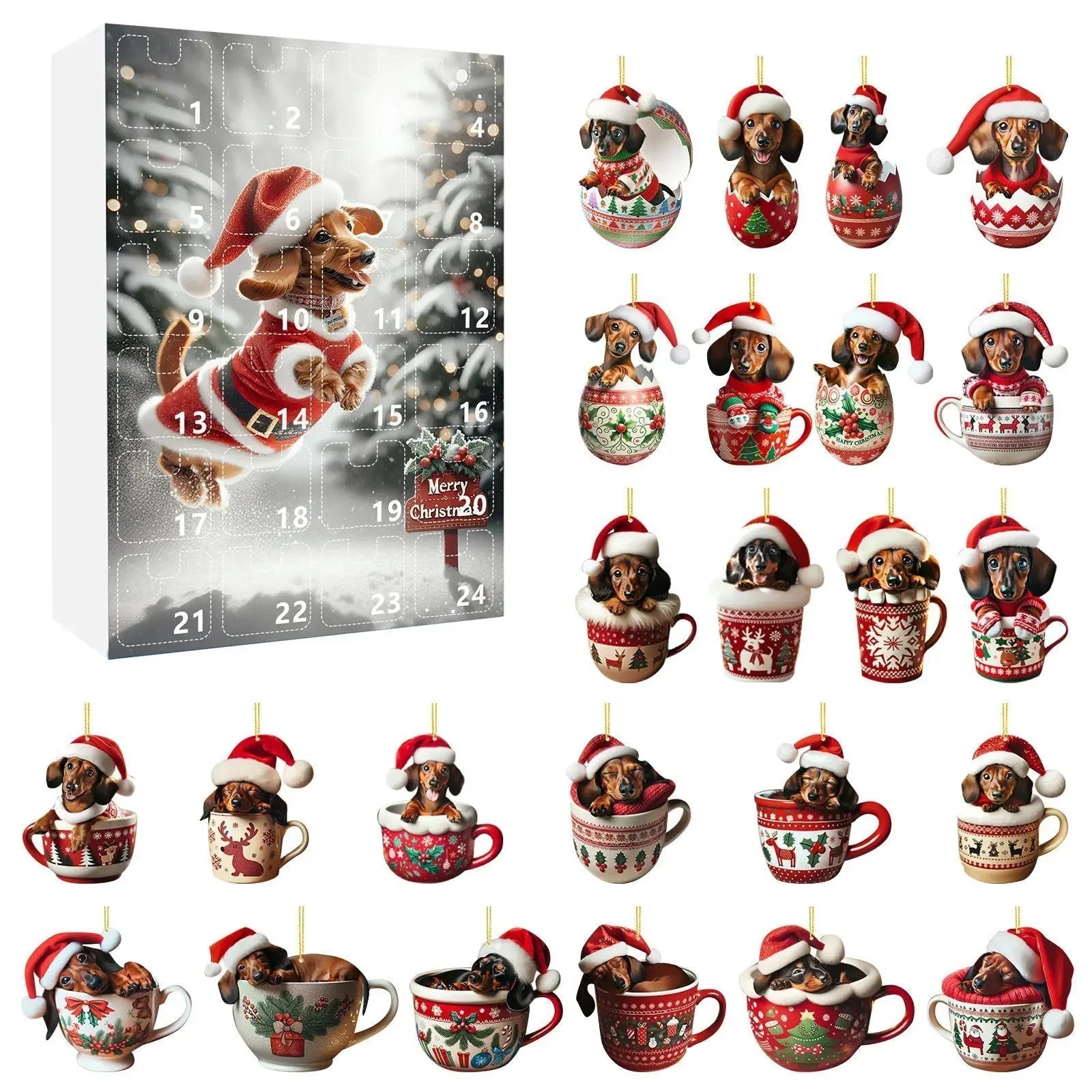 Dachshund Christmas Advent Calendar | Festive Holiday Countdown Display VexonGear
