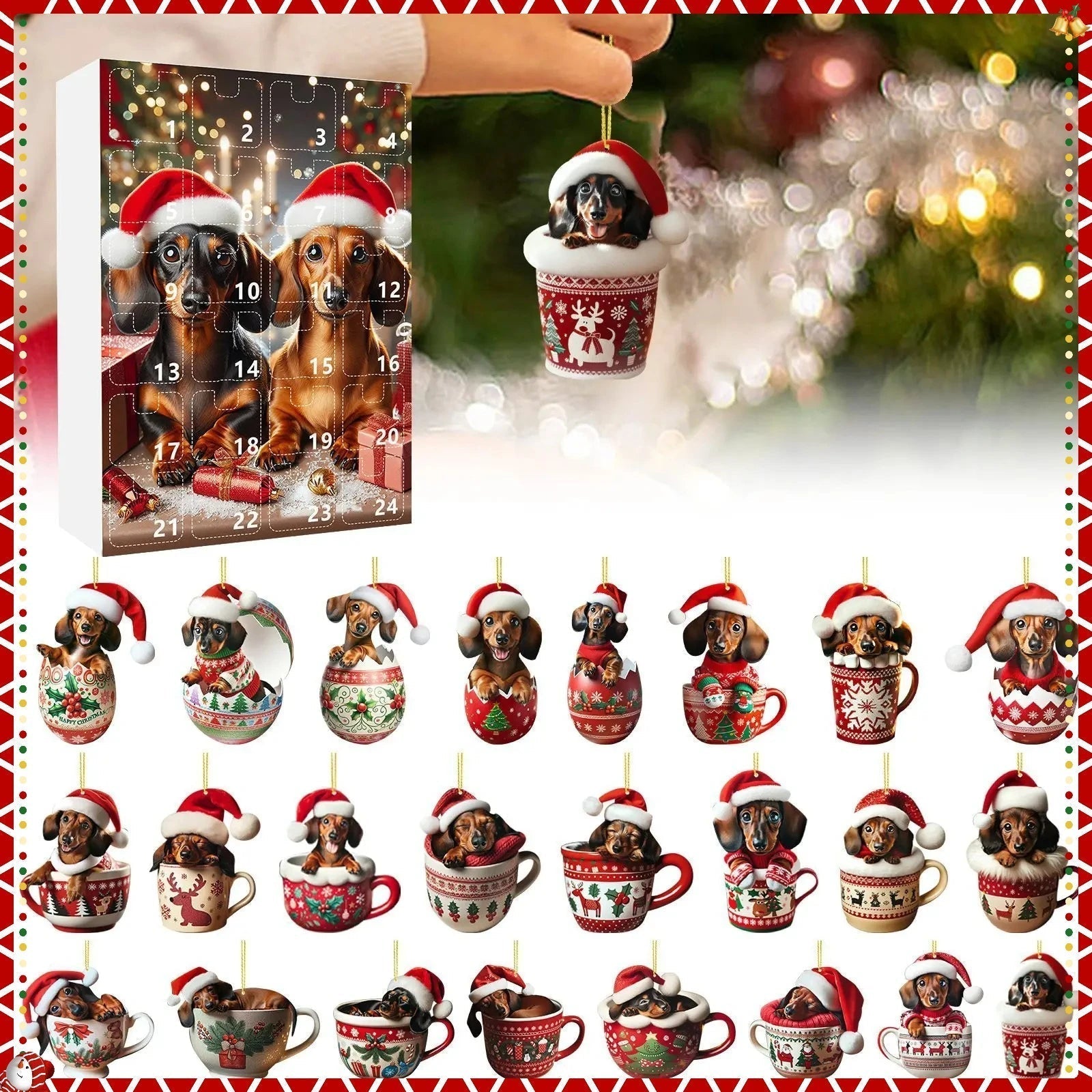 Dachshund Christmas Advent Calendar | Festive Holiday Countdown Display VexonGear