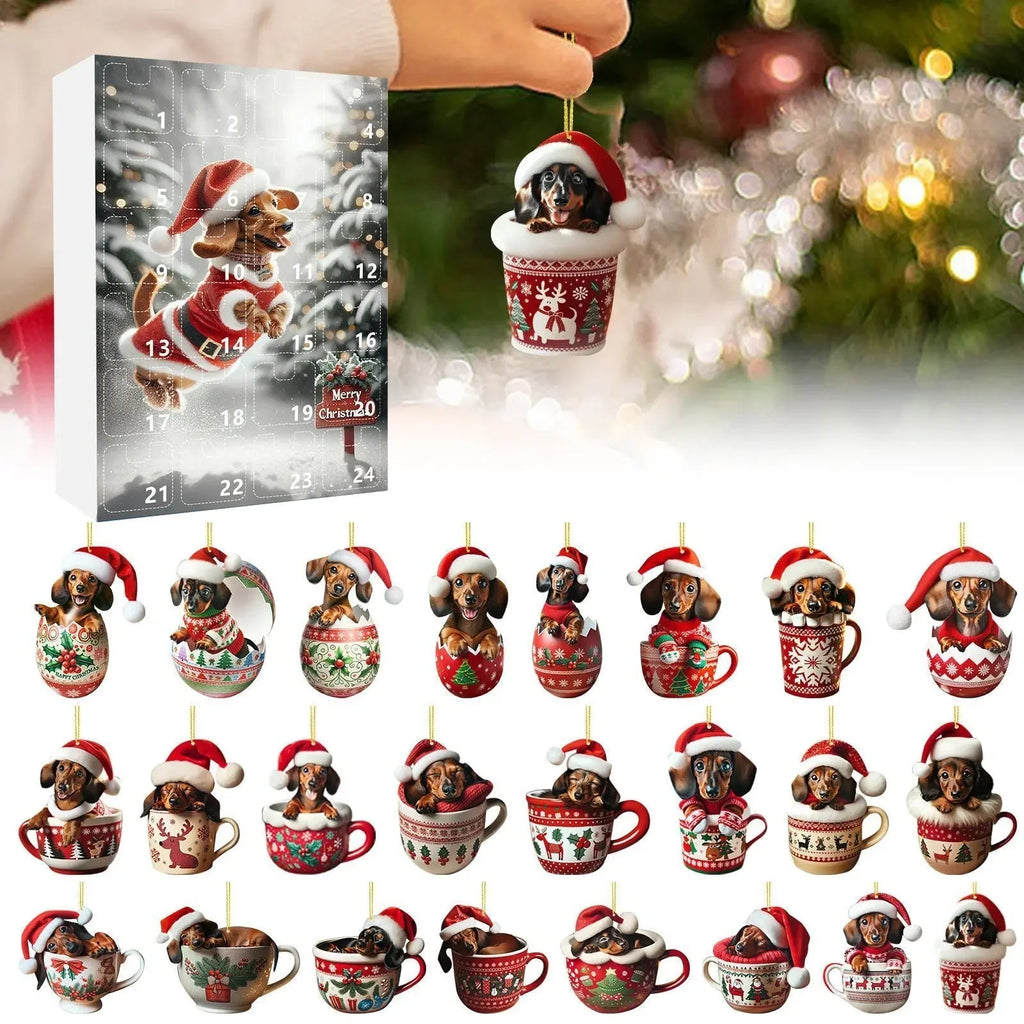 Dachshund Christmas Advent Calendar | Festive Holiday Countdown Display VexonGear