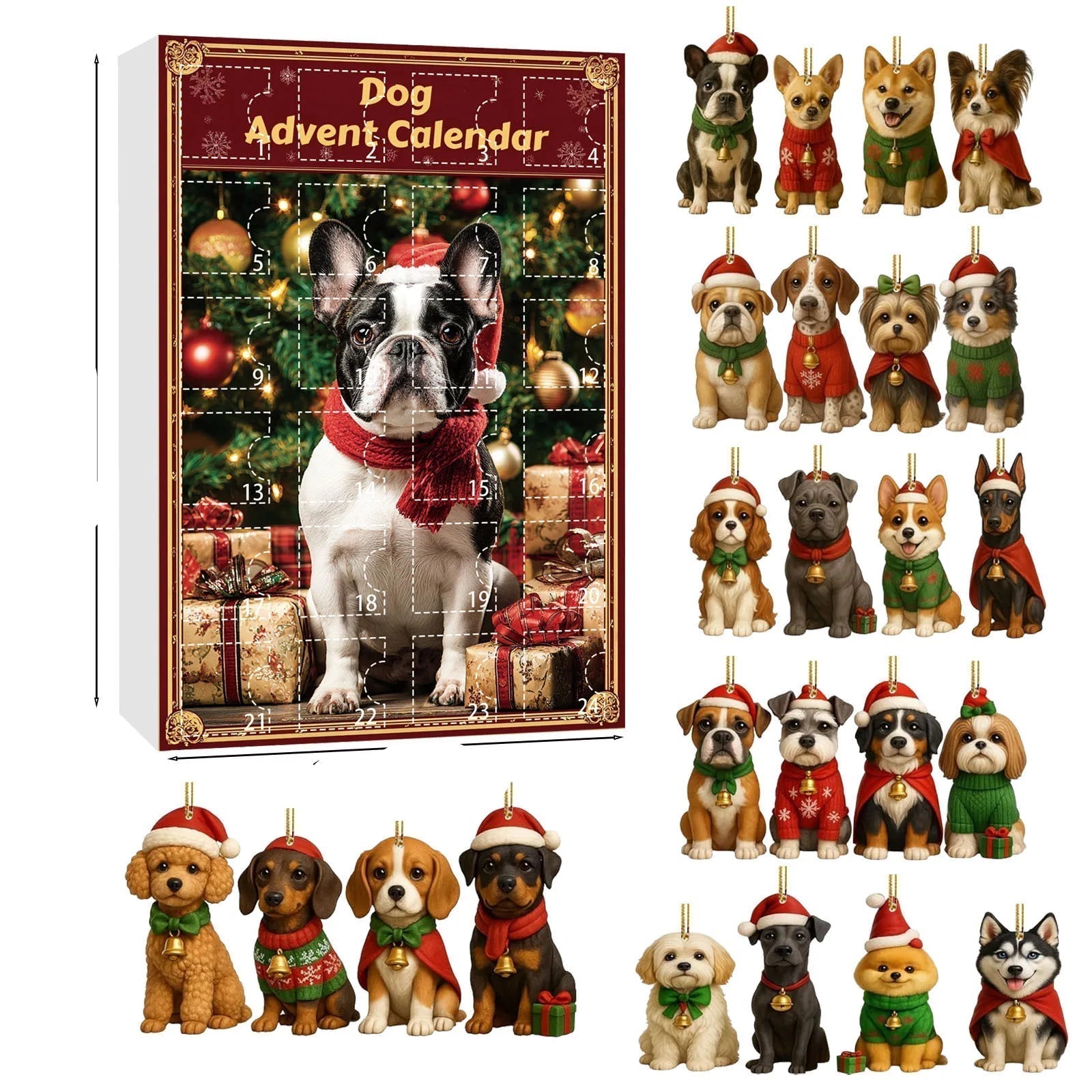 Christmas Dog Advent Calendar | 24 Festive Puppy Ornaments VexonGear