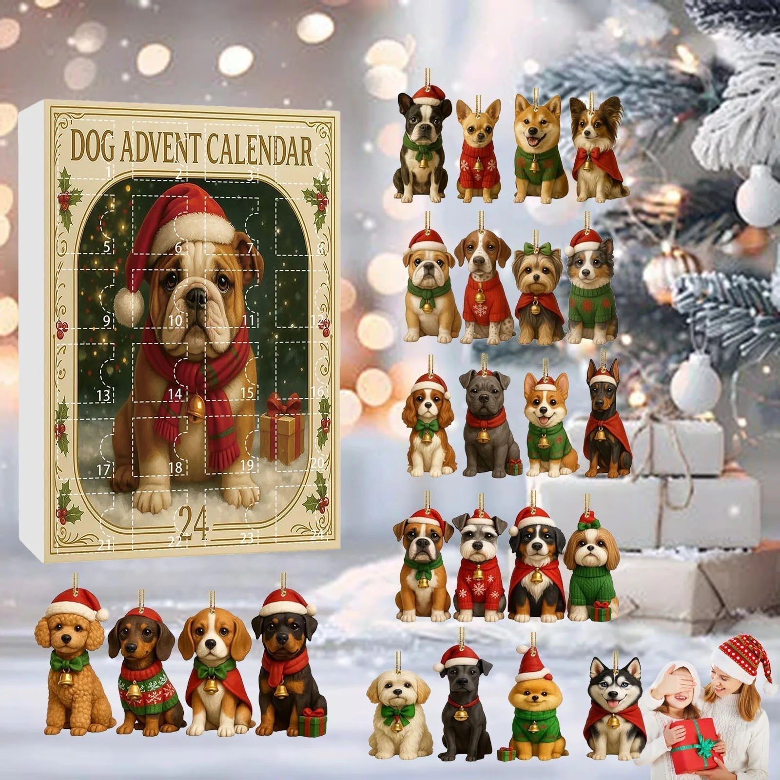 Christmas Dog Advent Calendar | 24 Festive Puppy Ornaments VexonGear