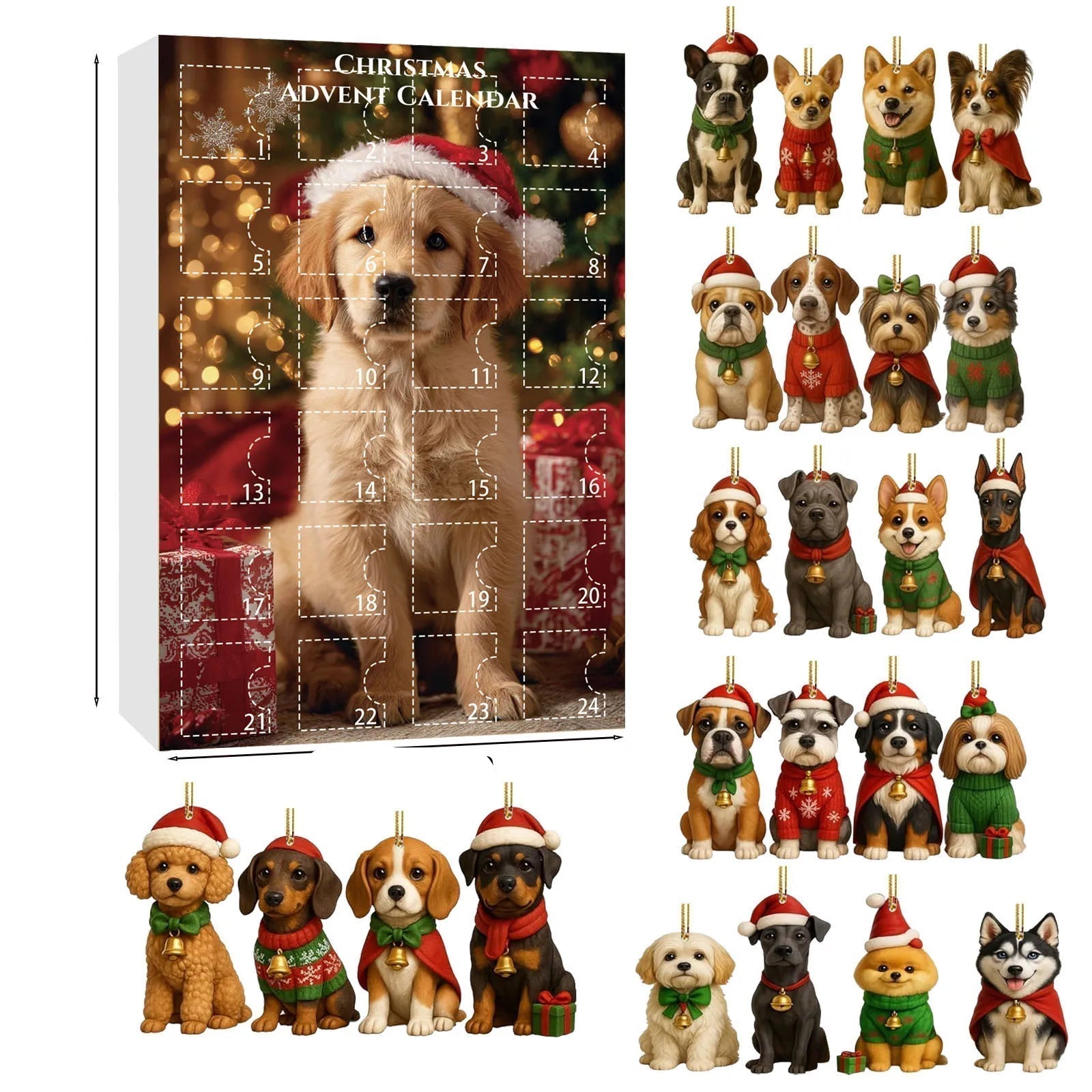 Christmas Dog Advent Calendar | 24 Festive Puppy Ornaments VexonGear