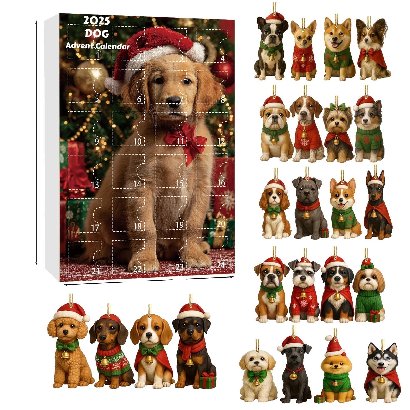 Christmas Dog Advent Calendar | 24 Festive Puppy Ornaments VexonGear