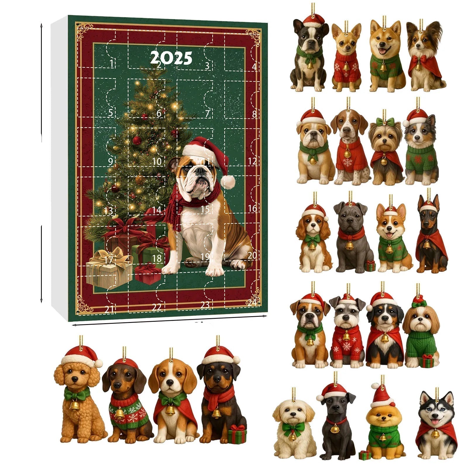 Christmas Dog Advent Calendar | 24 Festive Puppy Ornaments VexonGear