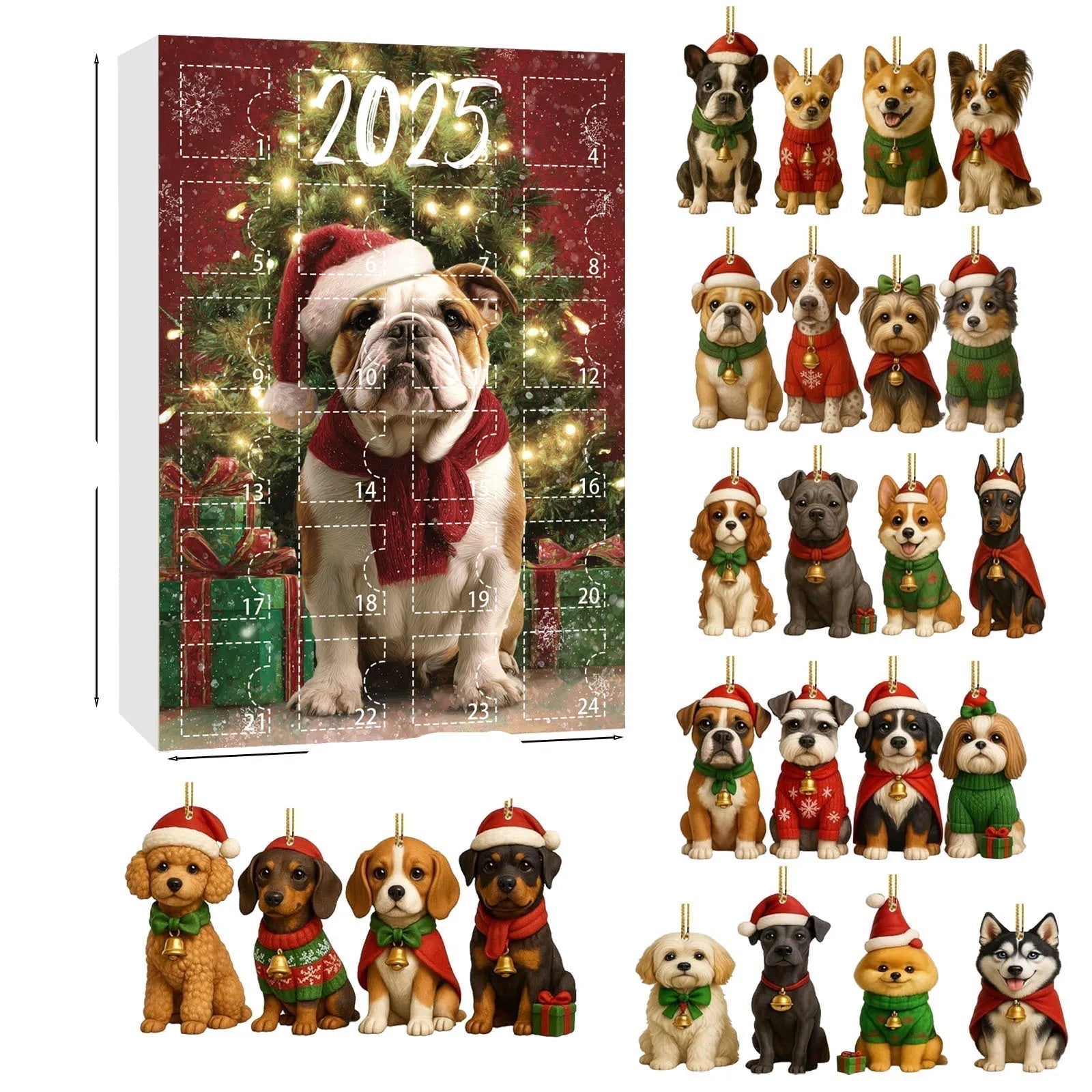 Christmas Dog Advent Calendar | 24 Festive Puppy Ornaments VexonGear