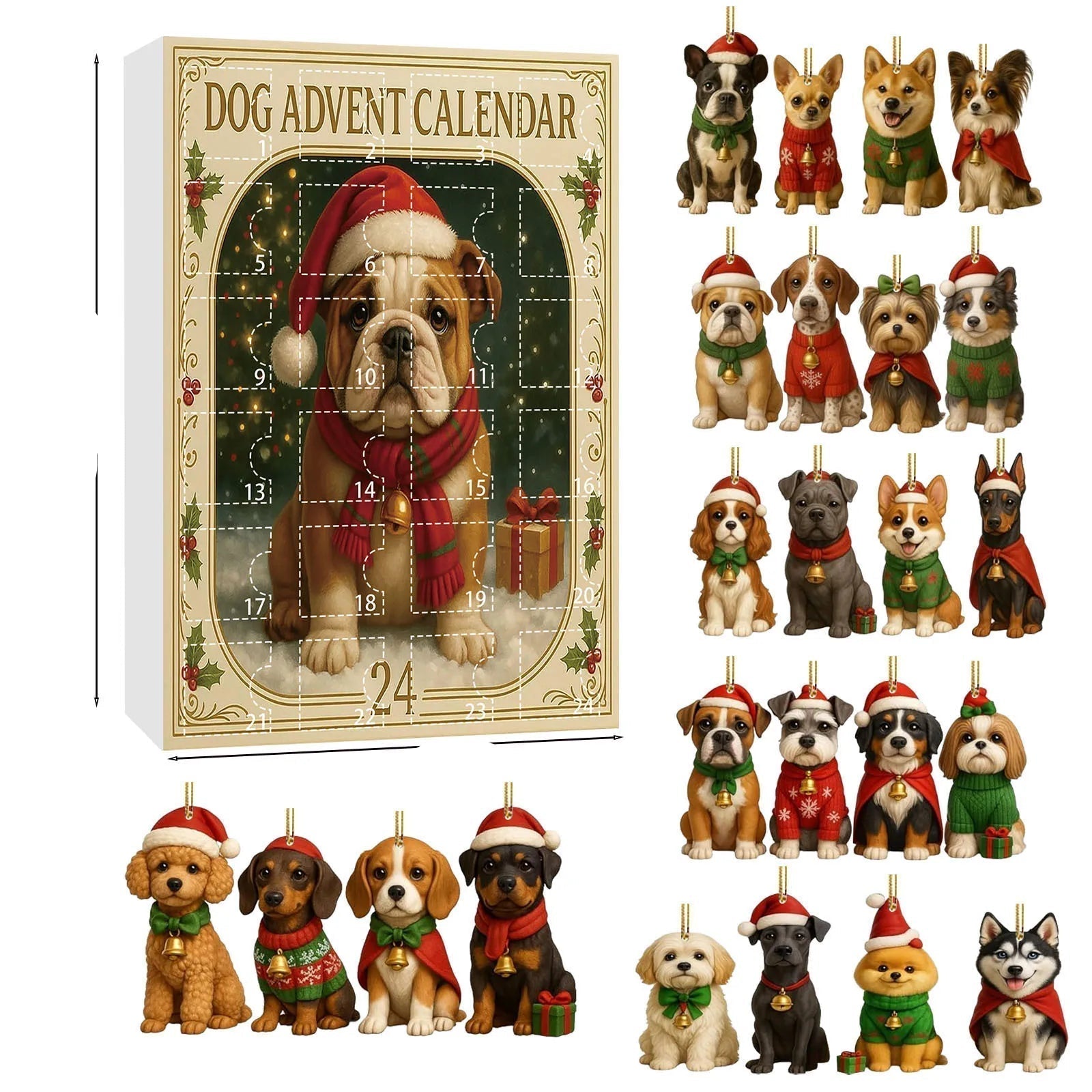 Christmas Dog Advent Calendar | 24 Festive Puppy Ornaments VexonGear