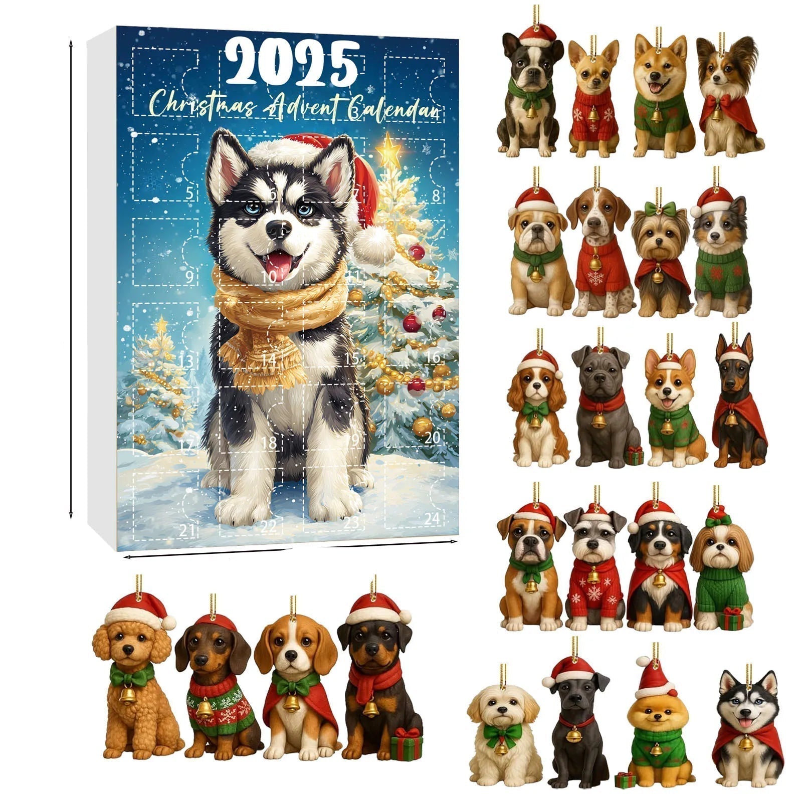 Christmas Dog Advent Calendar | 24 Festive Puppy Ornaments VexonGear