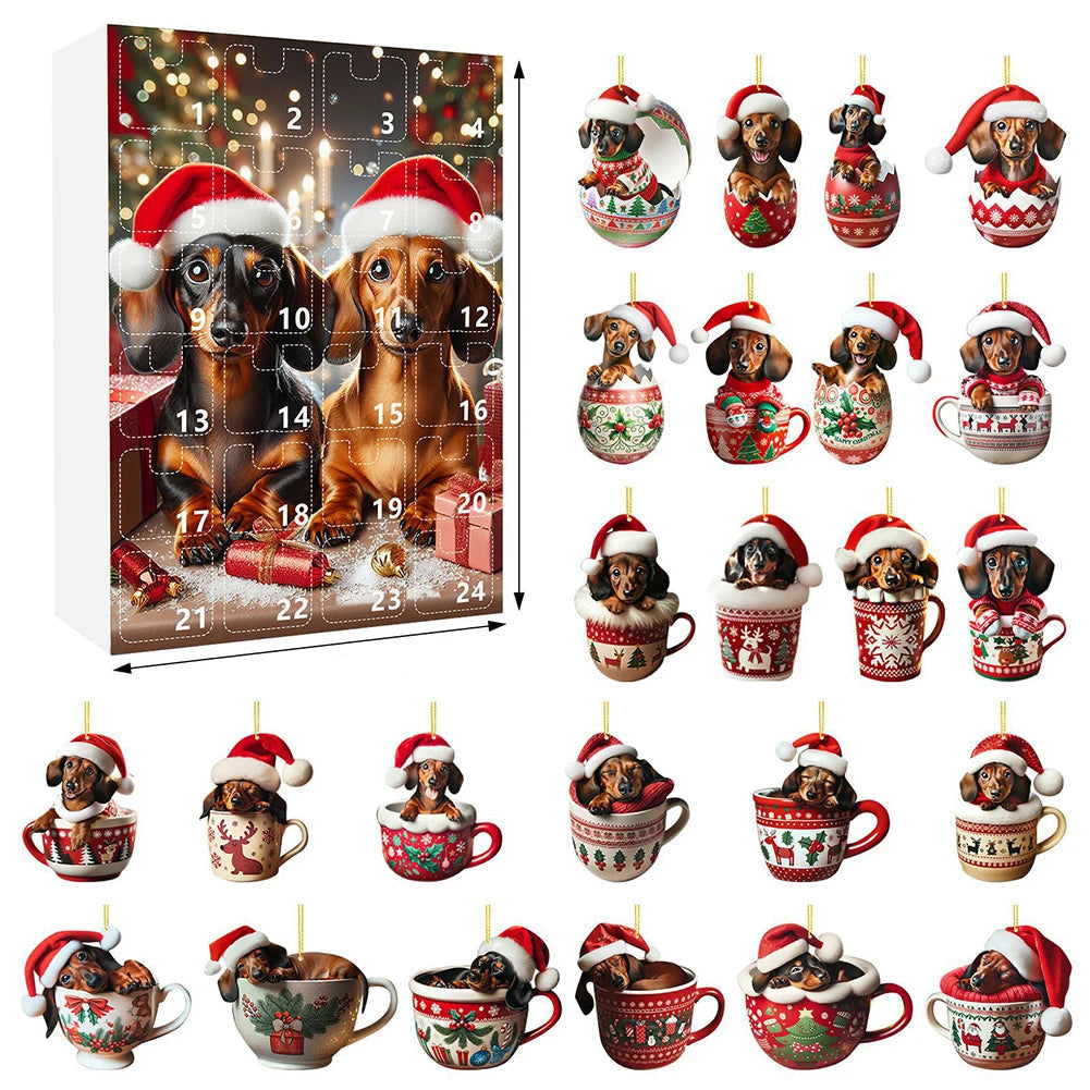 Dachshund Advent Calendar | 24-Day Christmas Countdown with Dog Ornaments VexonGear