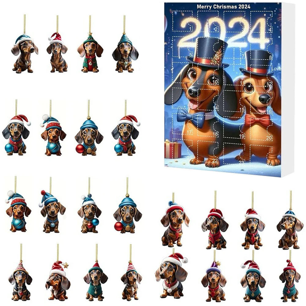 Dachshund Advent Calendar | 24-Day Christmas Countdown with Dog Ornaments VexonGear